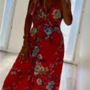 Chetta B Red Floral Maxi Dress
